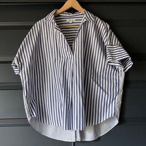 Madewell blue and white striped shirt. Size L.
